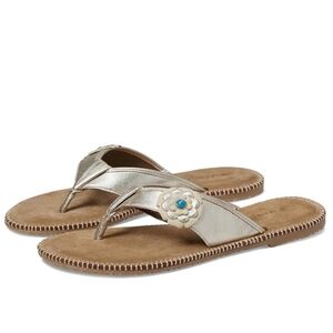 Manitobah Women's NWT Sandals Wasaga Metallic Leather Flip Flops size 9